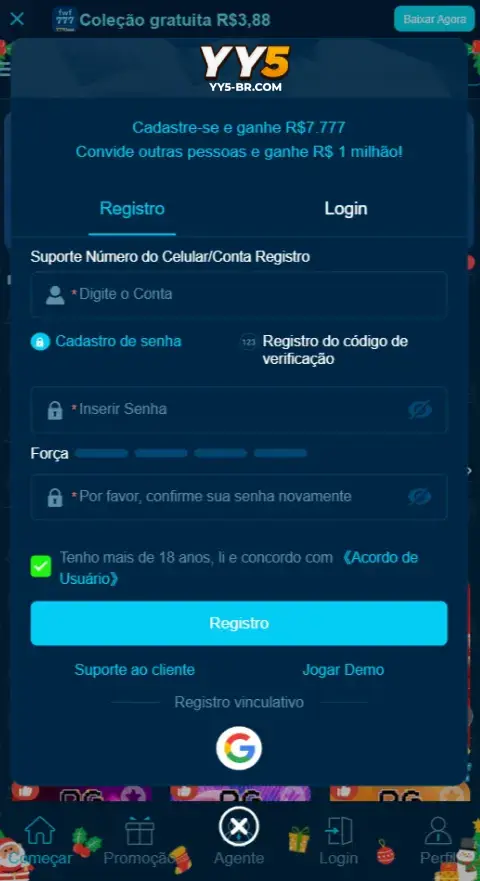como registrar conta